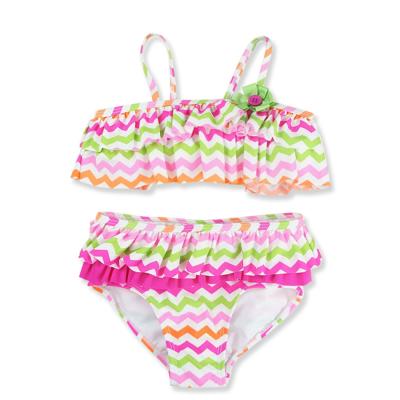 China Beautiful viable 2021 new style baby girl swimwear with print ruffle colorful style recycled fabric swimwear for sale