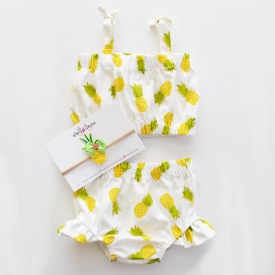 China 2021 New Style Girls Sustainable Swimwear With Pineapple Print Summer Recycled Fabric Kids Bikini for sale