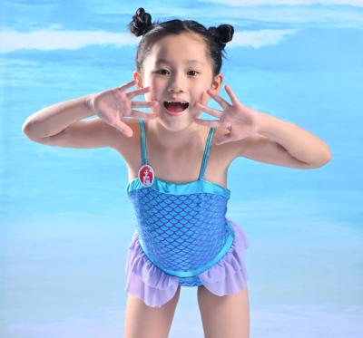 China Anti-UV Girls One-Piece Dress With Glitter Coating Mermaid Design Summer Reuse-Fabric One-Piece Swimwear for sale