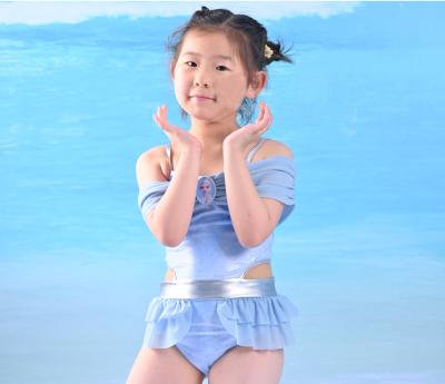 China Anti-UV summer girl one-piece swimwear with princess style reused fabric design unique sparkle swimsuit swimwear for sale