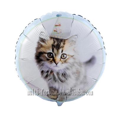 China Promotional Toy Cat Pattern Round Shaped Foil Balloon for sale