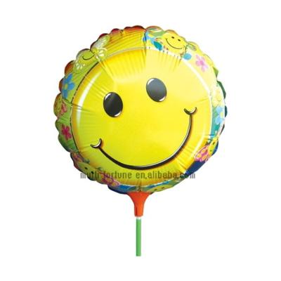 China Promotional Toy Smile Face Balloon with Cup Sticks Mylar Balloons for sale