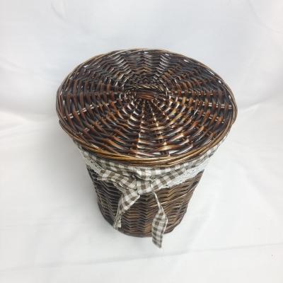 China Rustic round laundry basket with lid for sale