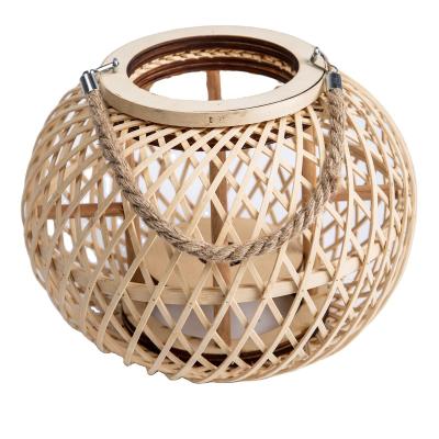 China Handwoven Home Decor Bamboo Candle Holder Home Decor Rattan Decorative Bamboo Lampshades for sale