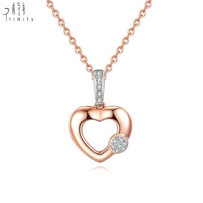 China 18k Gold Real Diamond Heart Pendant Necklace Set Custom Made Latest Fashion Natural Baby TRENDY Jewelry for sale