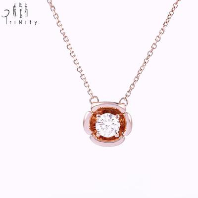 China FASHIONABLE New Products Fashion Jewelry Real Pure 18K Rose Gold Necklace Diamond Jewelry Necklace for sale