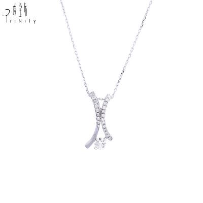 China TRENDY New Products With Best Price Fashion Jewelry 18K White Gold Diamond Necklace For Ladies for sale