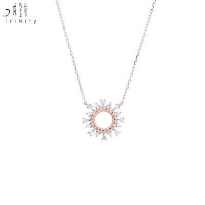 China Latest Design TRENDY Jewelry 18K Rose Gold Real Diamond Circle High Quality Solid Necklace For Women for sale