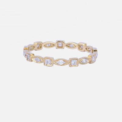 China CLASSIC Best Selling Modern Jewelry Real Diamond Ring Eternity Band Delicate Ring of 750 Yellow Gold Stackable Jewelry Rings for sale