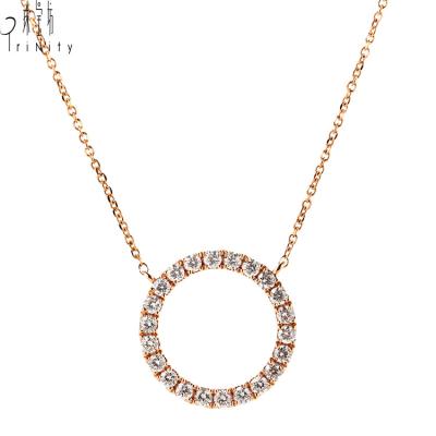 China simple & Newest Designer Elegant Statement Necklace High Quality 18k Simple Diamond Real Rose Gold Necklace for sale