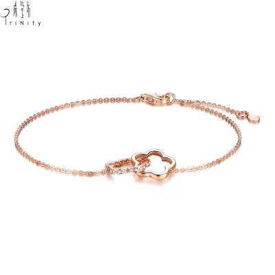 China Beautiful Solid Chain Bracelet 18K Rose Gold Diamond Flower Fashionable High Quality Wholesale Jewelry Bracelet For Women for sale