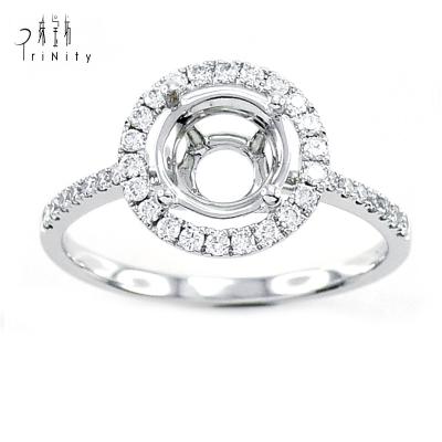 China Popular Classic Circle Diamond Wedding Ring 18K White Gold Round Cut Halo Ring 1.00 Carat Gold For Women for sale