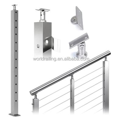 China Modern YL Stainless Steel Balustrade Brushed Stainless Cable Railing Post Cable Fittings for sale