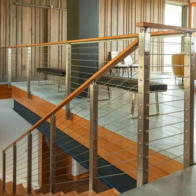 China Modern Y L Stair Railings 304 Stainless Steel Cable Railing Top Mounted Railing Post Satin for sale