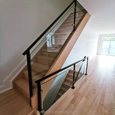 China YL New Design Modern Deck Glass Railing With Black Post For Staircase Indoor And Outdoor Decoration for sale