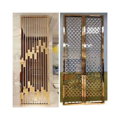 China Mirror Gold Home Decoration Perforated Privacy Screen Room Divider Living Room Metal Screens for sale