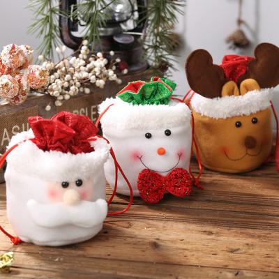 China New Cloth Christmas Decorations Drawstring Apple Bag Old Man Candy Bag Kid Gift Canvas Bag for sale