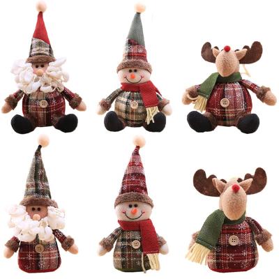 China 2022 Christamas Home Decor Christmas Ornament Cartoon Doll Kids Snowflake Plaid Cloth Doll Christmas Tree Decoration for sale