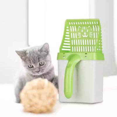 China Cat Litter Shovel Set Pet Cat Viable Residue Scoop Built-in Portable Trash Can Clean Pet Poop Processor for sale