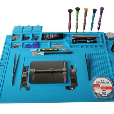 China ESD Thermal Insulation Mat Station Iron Phone Computer Repair Folding Working Soldering Mat Magnetic BGA Insulator Heat Resistant Platform for sale