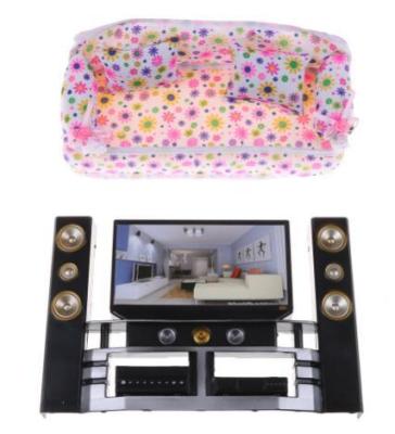 China Perfect Match Doll Cloth Sofa + TV Cabinet Set Mini Doll Furniture Cloth Sofa Toy Accessories for sale