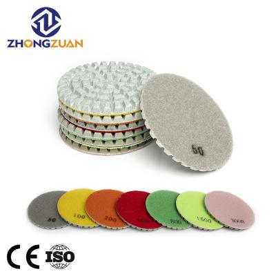 China Marble / Granite 7pcs/set 4inch 100mm Resin Flexible Diamond Concrete Floor Bond Dry Polishing Pad for sale