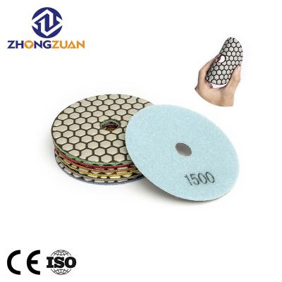 China Marble/Hot Selling 4in Granite 100mm 7 Step Bond Granite Flexible Marble Resin Diamond Dry Polishing Pads For Angle Grinder for sale