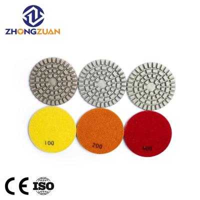 China Marble / Granite ZHONGZUAN Concrete Step Hot Bond Resin Dry / Wet Sale 7 Diamond Polishing Pads For Concrete Floor Stone Polishing for sale