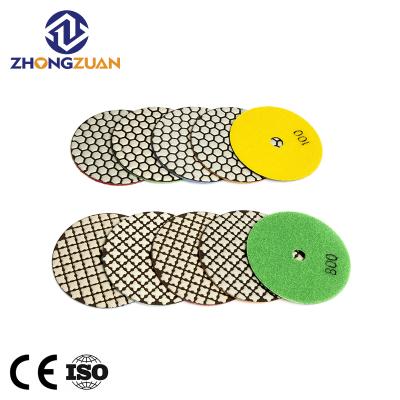 China Marble/Granite 4 Inch 100mm Angle Grinder Granite Flexible Marble Edge Diamond Resin Bond Dry Polishing Pad For Granite Marble Polishing for sale