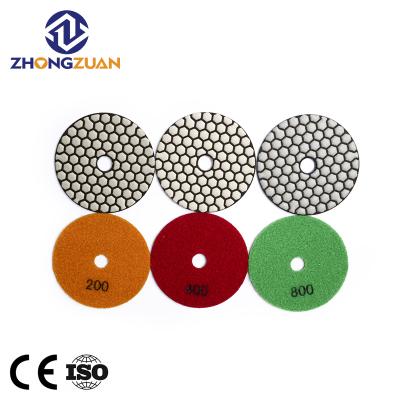 China Marble / Granite ZHONGZUAN 4inch 100mm Flexible And Bendable Angle Grinder Quartz Diamond Dry Polishing Pads for sale