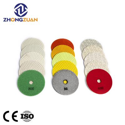 China Marble / Granite ZHONGZUAN 4inch 100mm Step 7 A Grade Diamond Wet Polishing Pad For Marble And Granite Polishing for sale