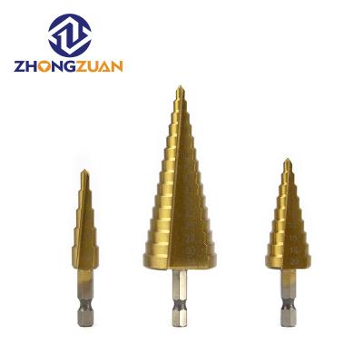 China Hot Sale Hexagon Shank 4-32mm HSS Step Drill Bits Drilling Holes For Metal Drilling for sale