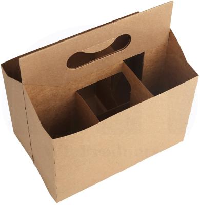 China Recycled Materials Wholesale Single Kraft Cardboard Carrier Box 6 Bottle Holder For Soda, Beer Wine for sale