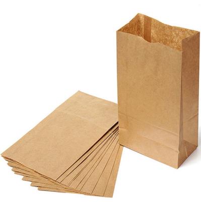 China Recyclable Take Away Fast Food Grade Brown Kraft Paper Bag No Handle for sale