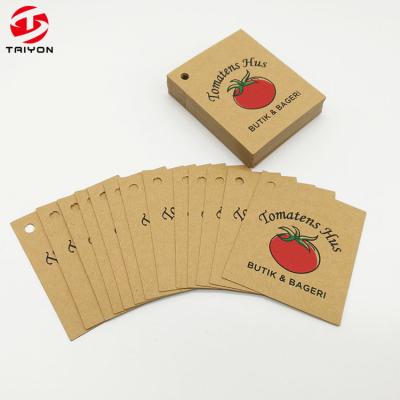 China Custom Recyled Name Logo Bottle Neck Tag Kraft Paper Label Clothing Hang Tags Printing for sale