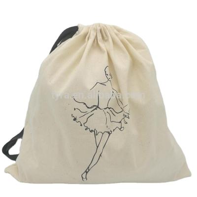 China Shopping bag custom logo printed muslin cotton drawstring bag for dress packaging for sale