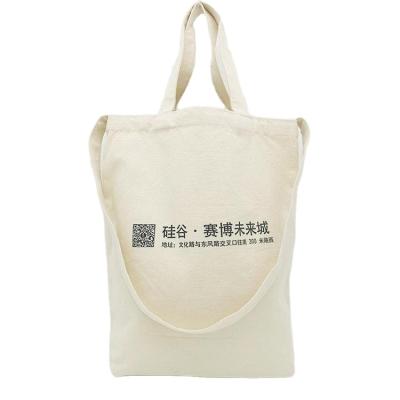 China Custom Logo Hand Handled Long Shoulder Cotton Canvas Tote Promotion Bag for sale