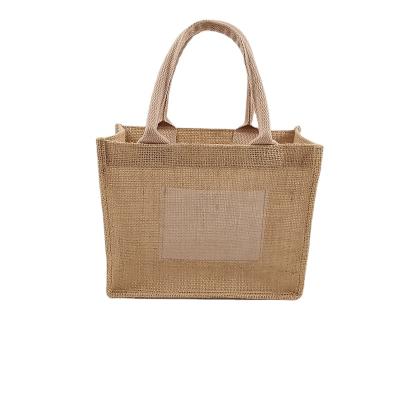 China New Handled Jute Tote Women Beach Bag Pouch for sale