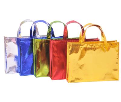 China Multi Handled Solid Color Laser Foldable Eco Friendly Film PP Laminated Nonwoven Shopping Bags for sale