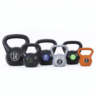 China Universal Logo Fit Kettlebell Adjustable PVC Kettlebell Custom Competition Coated Sand Cement for sale