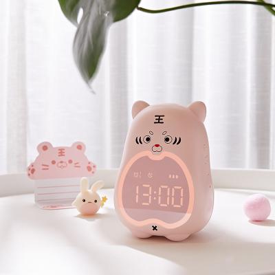 China New minimalist tiger alarm clock USB charging children's bedroom bedside accompany sleep to wake up small night light digital alarm clock for sale