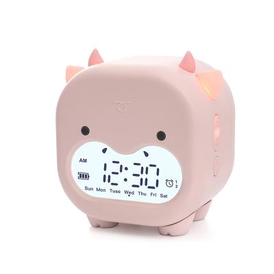 China Hot Selling Calendars Style Nordic Digital Alarm Clock Led Screen Lovely Cow Wake Up Alarm Clock for sale