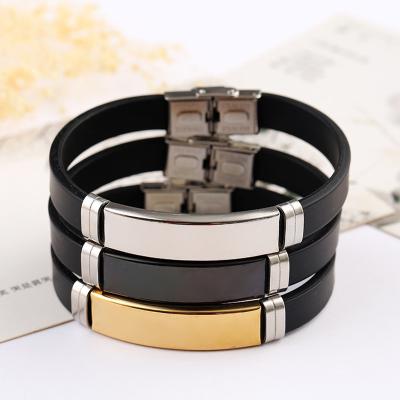 China Silicone Bracelets Bangles Student Couple Birthday Gift CLASSIC Titanium Steel Laser Engraving Stainless Steel Jewelry Wholesale for sale