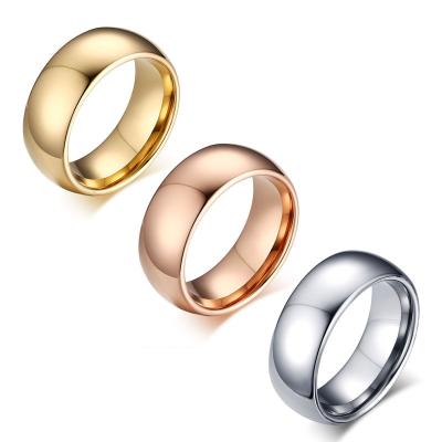 China Tungsten Steel Smooth Jewelry Men's Jewelry Environmental Friendly Gold Stainless Steel Couples Ring Fashion Ring Negotiable Size 8 Mm for sale