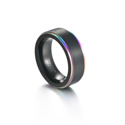 China Environmental Friendly 8 Mm Plating Black Multicolor Men's Tungsten Steel Ring Stainless Steel Ring Jewelry Customization for sale