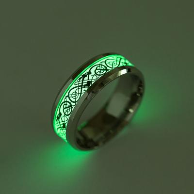 China Wholesale Titanium Steel Dragon Rings Fluorescent New Jewelry Luminous Environmental Friendly Luminous Rings Jewelry for sale