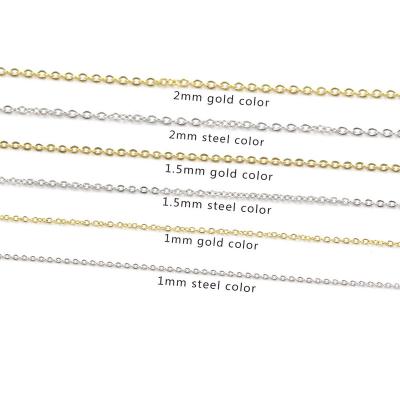 China Environmental Friendly IN Stock High Quality Indelible 18K Gold Plated Cross Necklace 1 Square Chain 55cm Stainless Steel Chain Accessories 1.5/2mm for sale