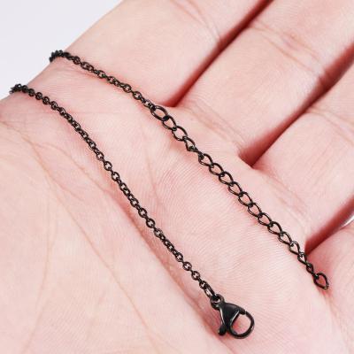 China Environmental Friendly EN Stock High Quality Indelible Black Collar 1.5/2 Mm Square Cross Chain 45/50 /55/60 cm Stainless Steel Chain Accessories for sale