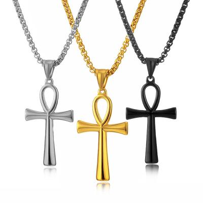 China Stainless Steel Simple Religious Jewelry Pendant Egyptian Symbol Of Life Anka Cross Charm Pendant Accessories for sale