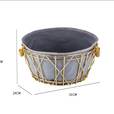 China New Workable Fashion Square Metal Wire Bread Basket With Canvas Fabric Coating Bread Storage Basket for sale